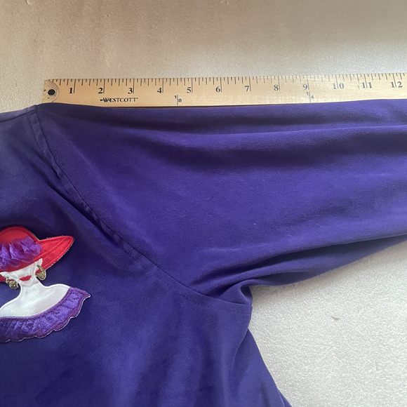 Vintage 90s Notations Jacket Women Medium Purple Red Hat Lady Button Front Top - Picture 8 of 12